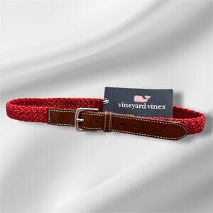 NWT Vineyard Vines Boys Braided Bugee Belt in Racing Red, Size 24